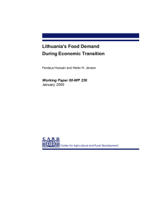 Lithuania’s Food Demand During Economic Transition Working Paper 00-WP 236 January 2000
