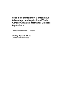 Food Self-Sufficiency, Comparative Advantage, and Agricultural Trade: