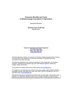 Economic Benefits and Costs of Biotechnology Innovations in Agriculture GianCarlo Moschini January 2001