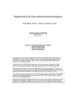 Systemic Risk in U.S. Crop and Revenue Insurance Programs March 2001