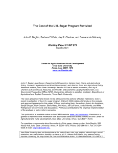 The Cost of the U.S. Sugar Program Revisited March 2001