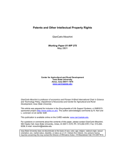 Patents and Other Intellectual Property Rights  GianCarlo Moschini May 2001