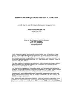 Food Security and Agricultural Protection in South Korea September 2001