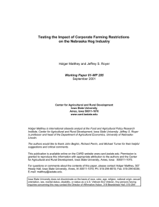 Testing the Impact of Corporate Farming Restrictions September 2001