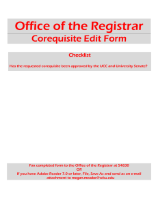 Office of the Registrar Corequisite Edit Form Checklist