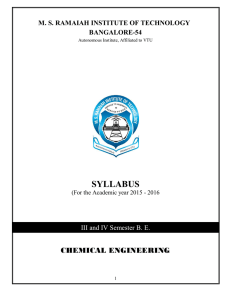 SYLLABUS CHEMICAL ENGINEERING M. S. RAMAIAH INSTITUTE OF TECHNOLOGY BANGALORE-54