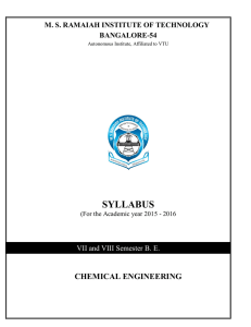 SYLLABUS CHEMICAL ENGINEERING M. S. RAMAIAH INSTITUTE OF TECHNOLOGY