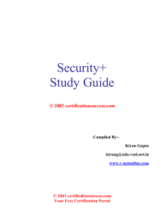 Security+ Study Guide © 2003 certificationsuccess.com