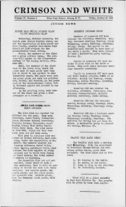 CRIMSON AND WHITE Volume IV, Number 3 Friday, October 20, 1933