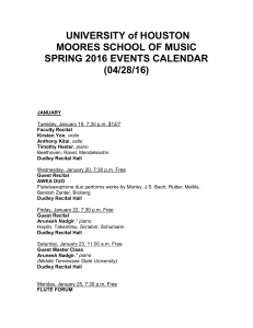 UNIVERSITY of HOUSTON MOORES SCHOOL OF MUSIC SPRING 2016 EVENTS CALENDAR (04/28/16)