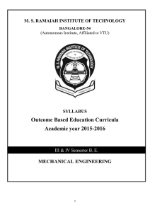 Outcome Based Education Curricula Academic year 2015-2016  MECHANICAL ENGINEERING