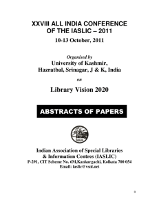 Library Vision 2020 XXVIII ALL INDIA CONFERENCE OF THE IASLIC – 2011