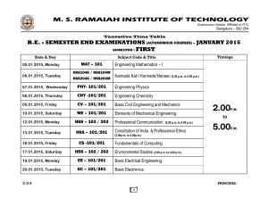 M. S. RAMAIAH INSTITUTE OF TECHNOLOGY  FIRST B.E. - SEMESTER END EXAMINATIONS