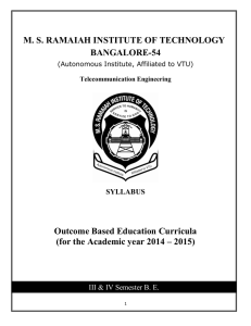 M. S. RAMAIAH INSTITUTE OF TECHNOLOGY BANGALORE-54 Outcome Based Education Curricula