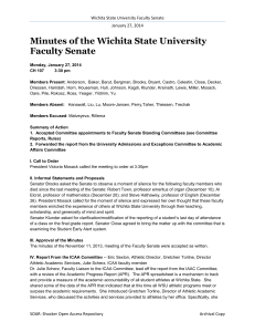 Minutes of the Wichita State University Faculty Senate January 27, 2014