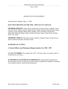 WICHITA STATE UNIVERSITY  Faculty Senate: Minutes, May 11, 1998