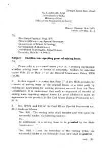 Through Speed Post/ Email No. 510/01/2014/NA Government of India Ministry of Coal