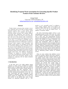 Identifying Frequent Word Associations for Extracting Specific Product Ashequl Qadir