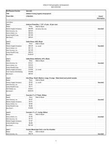 Athletic Training Supplies and Equipment Bid # 2014-053 Medco Supply Company