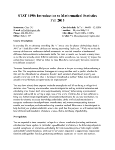 STAT 6190: Introduction to Mathematical Statistics Fall 2015