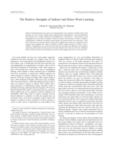 The Relative Strengths of Indirect and Direct Word Learning Stanford University