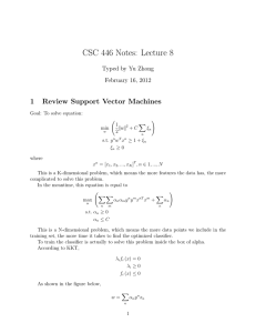 CSC 446 Notes: Lecture 8 1 Review Support Vector Machines