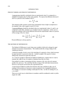 210   I-1 INTRODUCTION PERCENT ERROR AND PERCENT DIFFERENCE