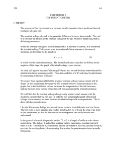 220   8-1 EXPERIMENT 8 THE POTENTIOMETER