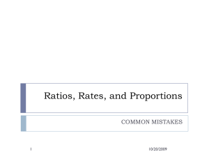 Ratios, Rates, and Proportions COMMON MISTAKES 10/20/2009 1