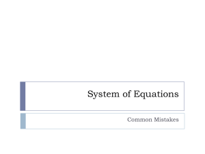 System of Equations Common Mistakes