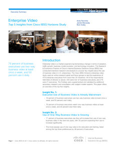 Enterprise Video Horizons Introduction Top 5 Insights from Cisco IBSG Horizons Study