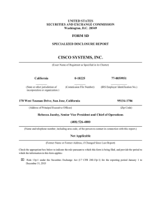 CISCO SYSTEMS, INC. FORM SD