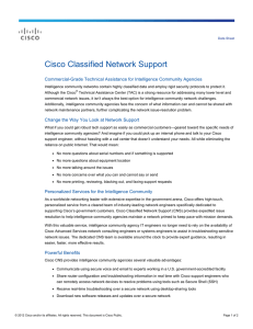 Cisco Classified Network Support Commercial-Grade Technical Assistance for Intelligence Community Agencies