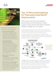 Top 10 Recommendations for Plantwide EtherNet/IP Deployments