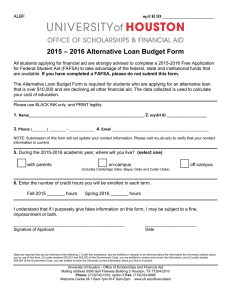 – 2016 Alternative Loan Budget Form 2015