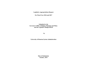 Legislative Appropriations Request For Fiscal Year 2016 and 2017 Submitted to the