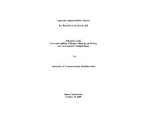 Legislative Appropriations Request For Fiscal Year 2010 and 2011 Submitted to the