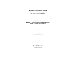 Legislative Appropriations Request For Fiscal Year 2010 and 2011 Submitted to the