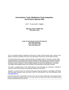 Intra-Industry Trade, Multilateral Trade Integration, and Invasive Species Risk