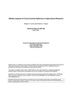 Welfare Impacts of Cross-Country Spillovers in Agricultural Research April 2007