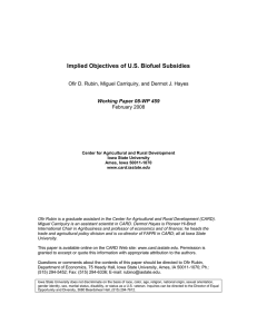 Implied Objectives of U.S. Biofuel Subsidies February 2008
