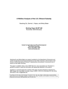 A Welfare Analysis of the U.S. Ethanol Subsidy November 2008 (Revised)