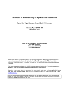 The Impact of Biofuels Policy on Agribusiness Stock Prices September 2009