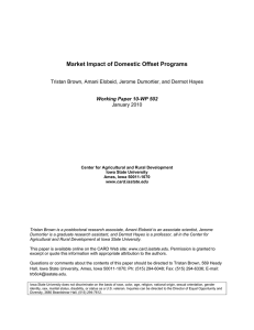 Market Impact of Domestic Offset Programs January 2010