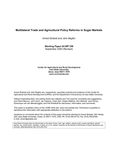 Multilateral Trade and Agricultural Policy Reforms in Sugar Markets