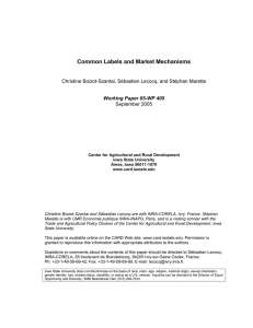 Common Labels and Market Mechanisms September 2005 Working Paper 05-WP 405