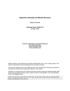 Inspection Intensity and Market Structure Stéphan Marette October 2005 Working Paper 05-WP 412