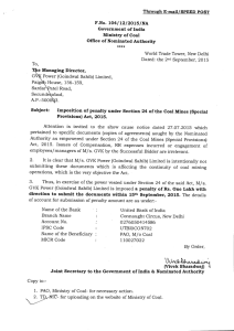 Through E-mail/SPEED POST F.No. 104/12/2015/NA Government of India Ministry of Coal