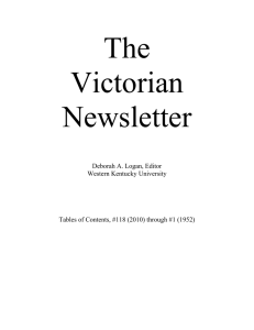 The Victorian Newsletter Deborah A. Logan, Editor