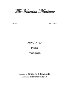 The Victorian Newsletter ANNOTATED  INDEX